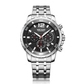 MEGIR 2068 Black dial Silver Chain chronograph watch