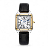 Emerald Santos ES-2033 White dial Two Tone Black Leather Men's Watch