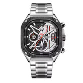 MEGIR 2217G black dial Silver Chain chronograph watch