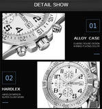 MEGIR M2030S White dial Silver Chain chronograph watch