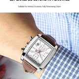 MEGIR 2028W black dial Brown leather chronograph watch (Copy)