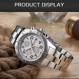 MEGIR M2030S White dial Silver Chain chronograph watch