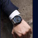 MEGIR 2220 blue Basel Silver Chain chronograph watch