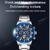 MEGIR 2220 blue Basel Silver Chain chronograph watch
