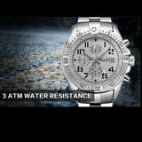 MEGIR M2030S White dial Silver Chain chronograph watch