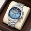 Time Craft TC-1613SB Chronograph sky-blue Dial Silver Chain Watch