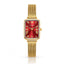 Sunlifex Women's Vintage Square Watch – Red dial Gold Mesh Strap