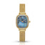 Sunlifex Women's Vintage Square Watch – blue mother-of-pearl dial Gold Mesh Strap