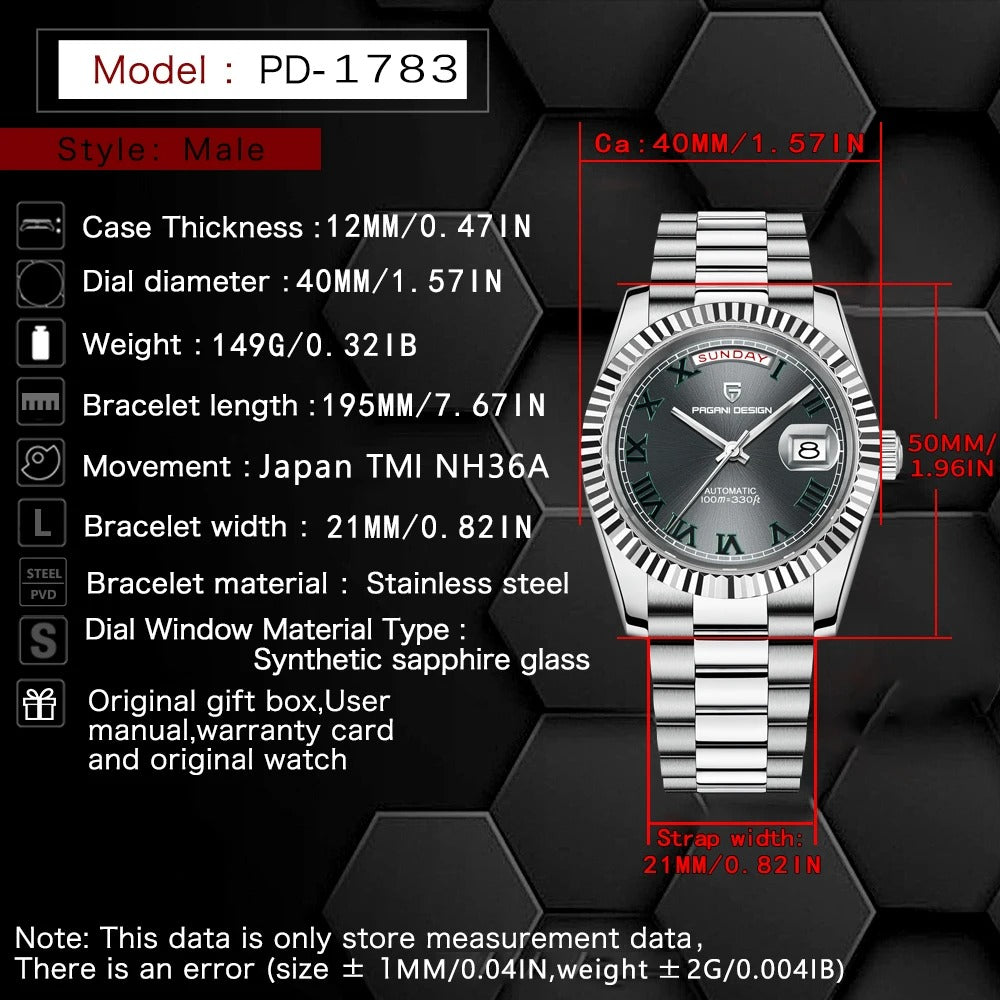 Pagani Design Daydate Automatic Men's watch