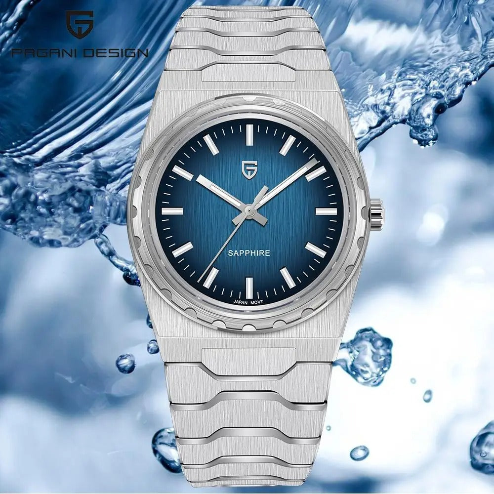 Pagani Design Blue Dial Sapphire Crystal 37MM, Seiko VJ21 Quartz Movement