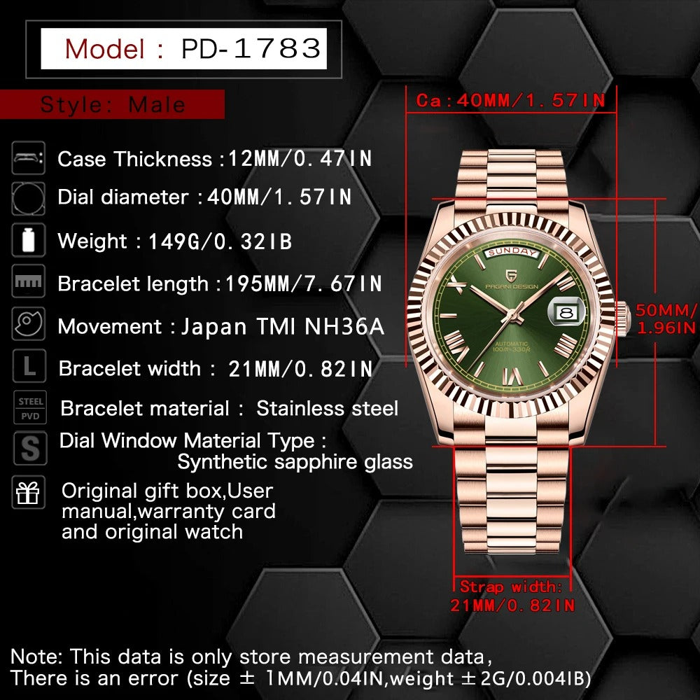 Pagani Design Daydate Automatic Men's watch