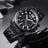 MEGIR  MG2068 Black dial Black chain Chronograph