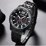 MEGIR  MG2068 Black dial Black chain Chronograph