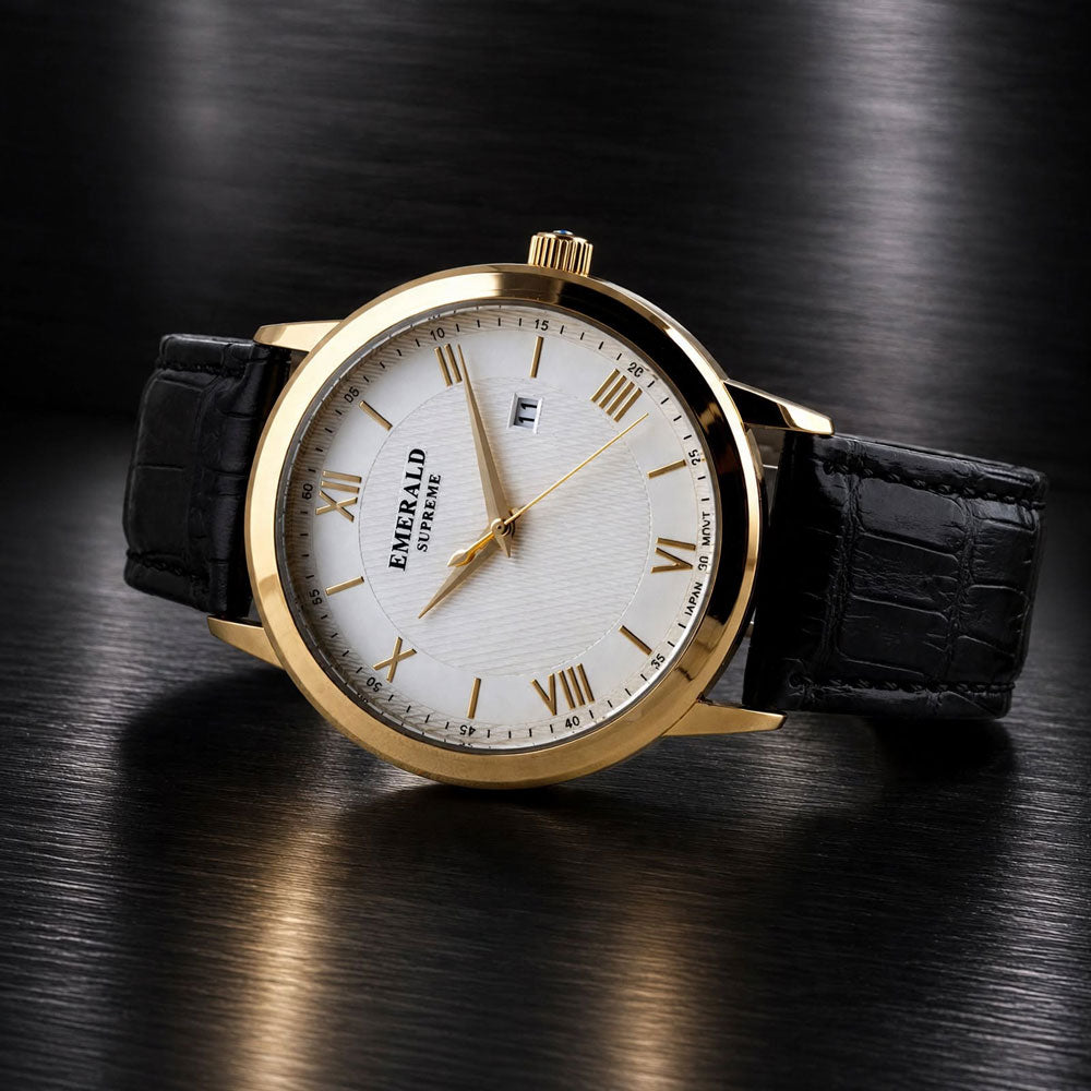 Emerald Classic ES-9009-White Dial Gold-Tone Men's Watch Secondary image