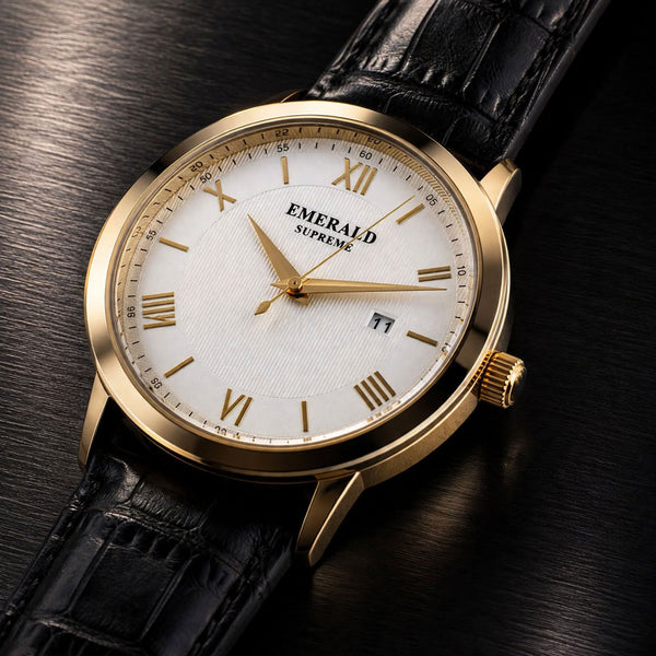 Emerald Classic ES-9009-White Dial Gold-Tone Men's Watch