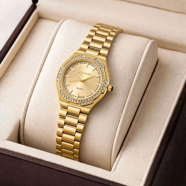 Bonaier Diamond Watch for Women – Golden Dial