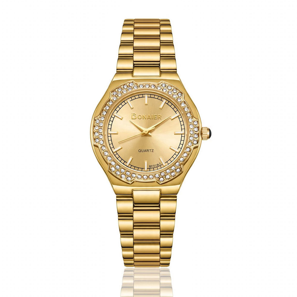 Bonaier Diamond Watch for Women – Golden Dial