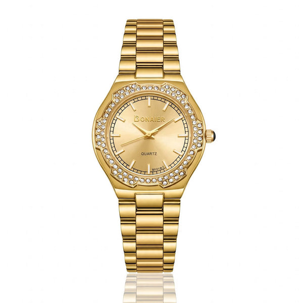 Bonaier Diamond Watch for Women – Golden Dial