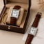 Emerald Tank Couple ES-2626 White dial Brown Leather