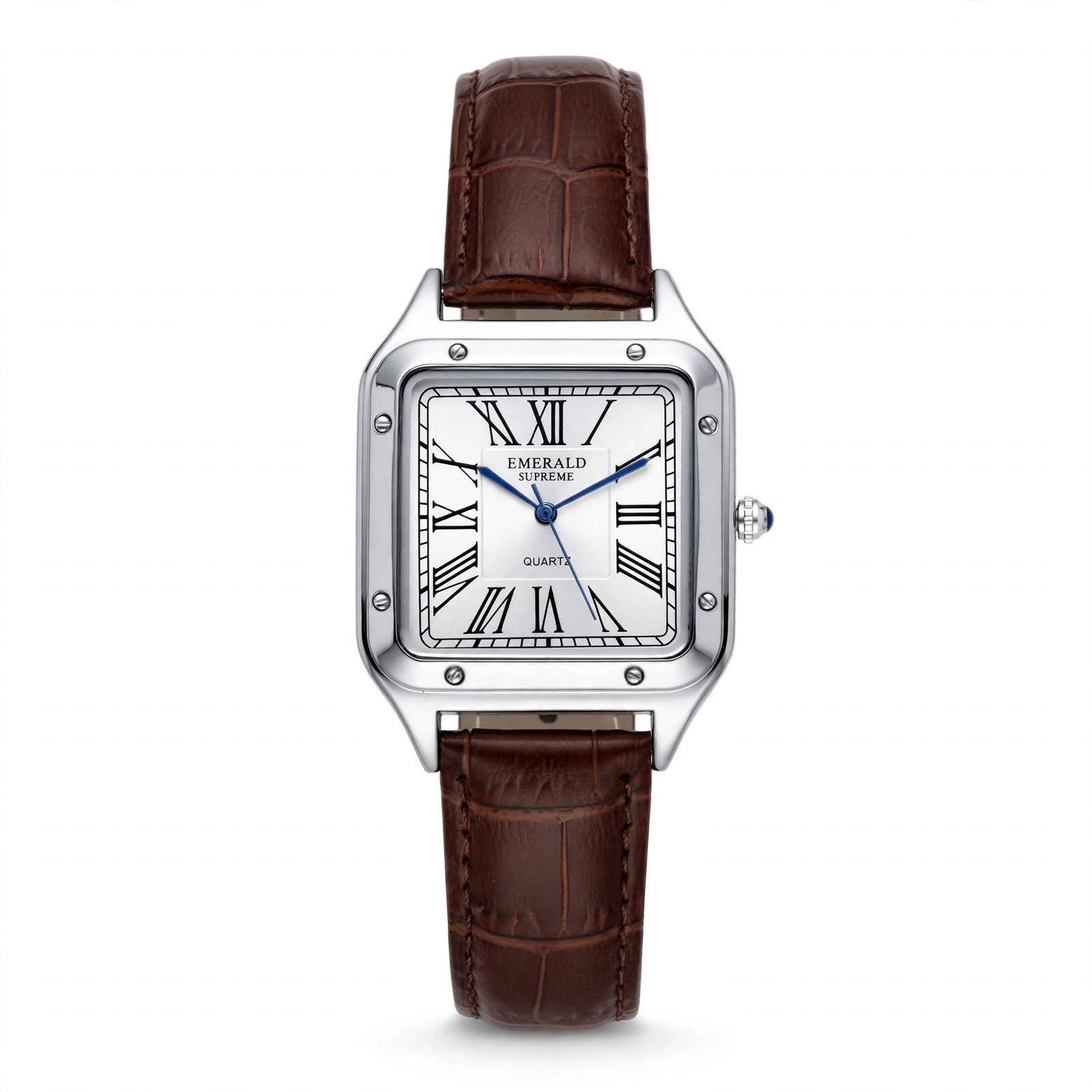 Emerald 2032 White dial Brown leather strap Analog Quartz Men's Watch Secondary image