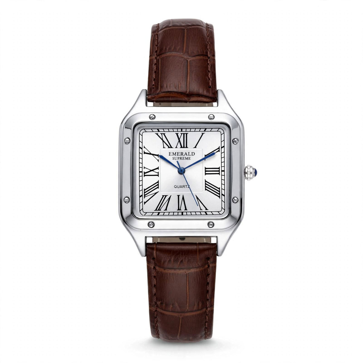 Emerald 2032 White dial Brown leather strap Analog Quartz Men's Watch Main image