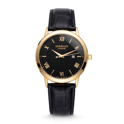 Emerald Classic Dream ES-2027 Black Dial Gold-Tone Men's Watch