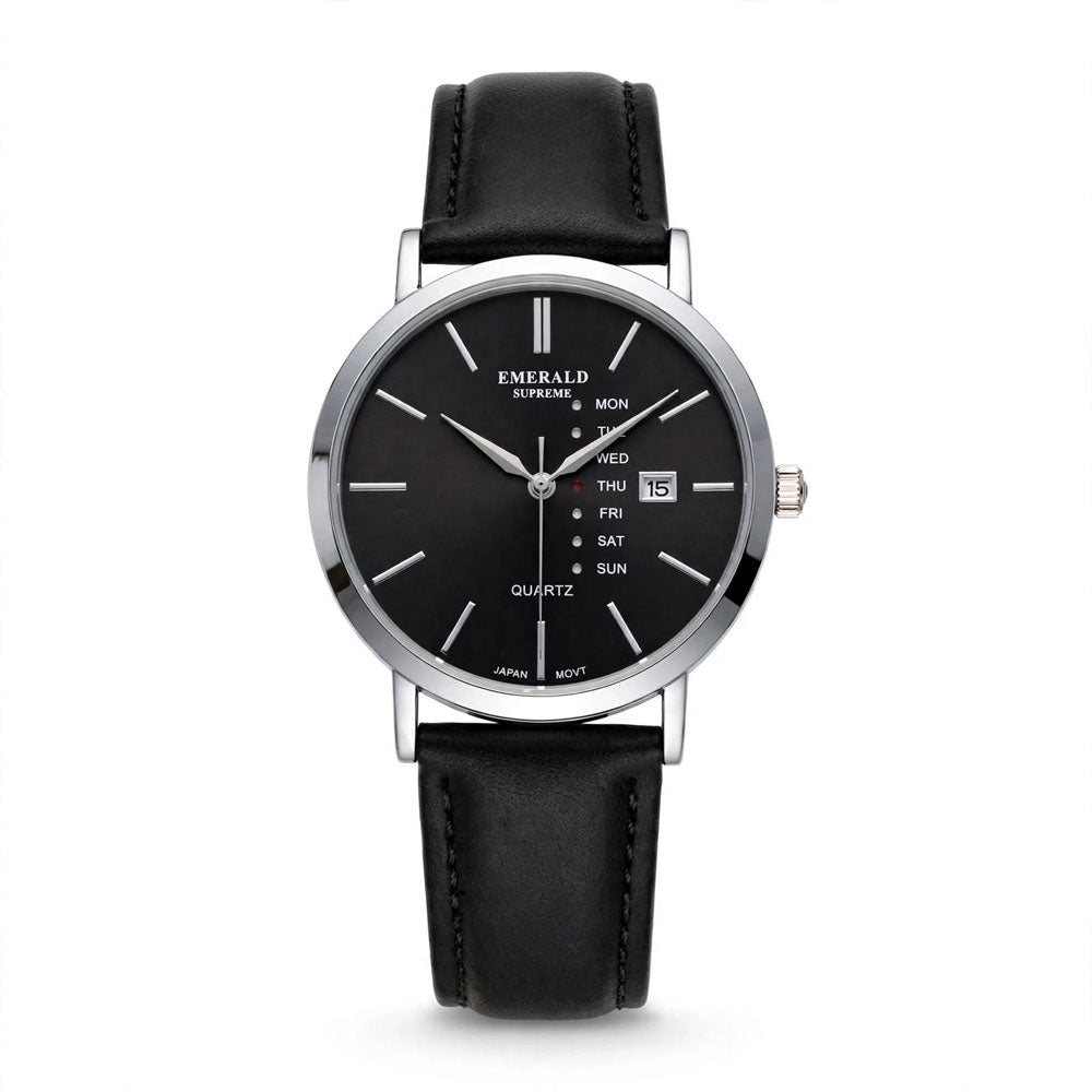 Emerald Heritage Edition ES-9112 Black Dial Black Leather Men's Watch Main image