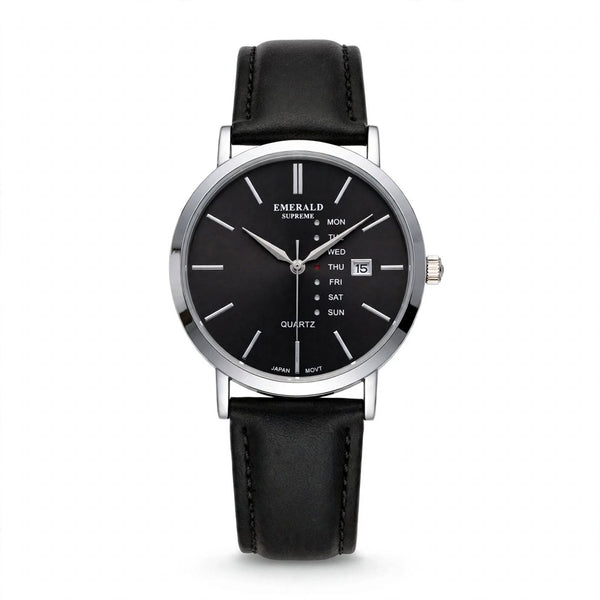 Emerald Heritage Edition ES-9112 Black Dial Black Leather Men's Watch