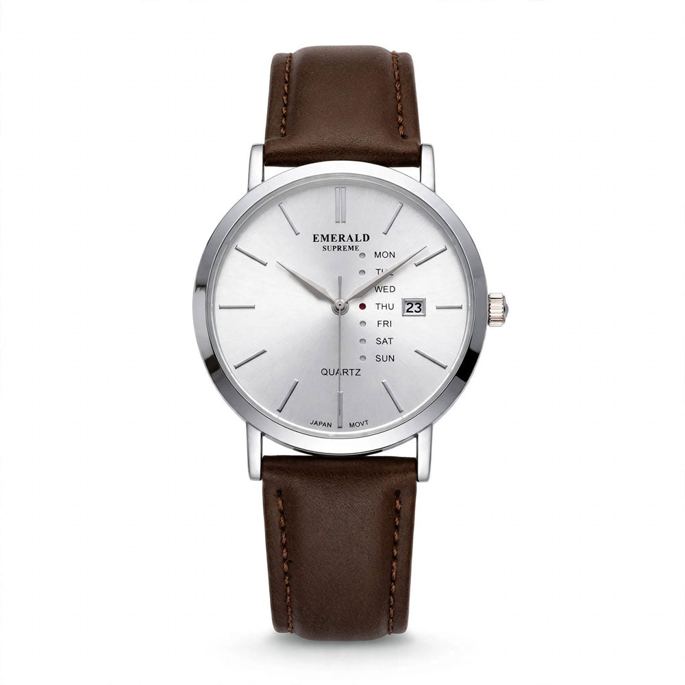 Emerald Heritage Edition ES-9113 White Dial Brown Leather Men's Watch Main image