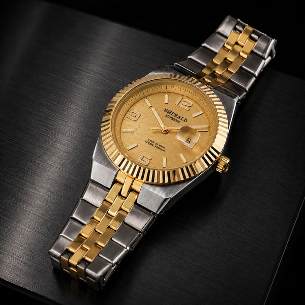 Emerald Land-Dweller ES-10188 Golden Dial Two tone  Bracelet Men's Watch