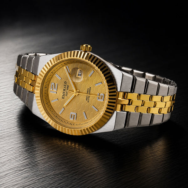 Emerald Land-Dweller ES-10188 Golden Dial Two tone  Bracelet Men's Watch