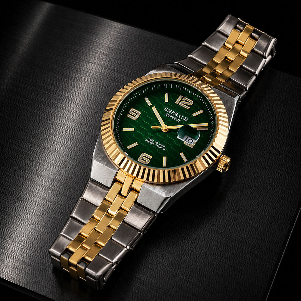 Emerald Land-Dweller ES-10189 Green Dial Two tone  Bracelet Men's Watch
