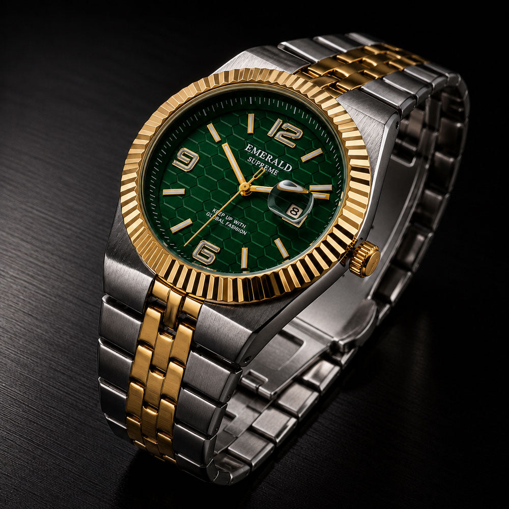 Emerald Land-Dweller ES-10189 Green Dial Two tone  Bracelet Men's Watch