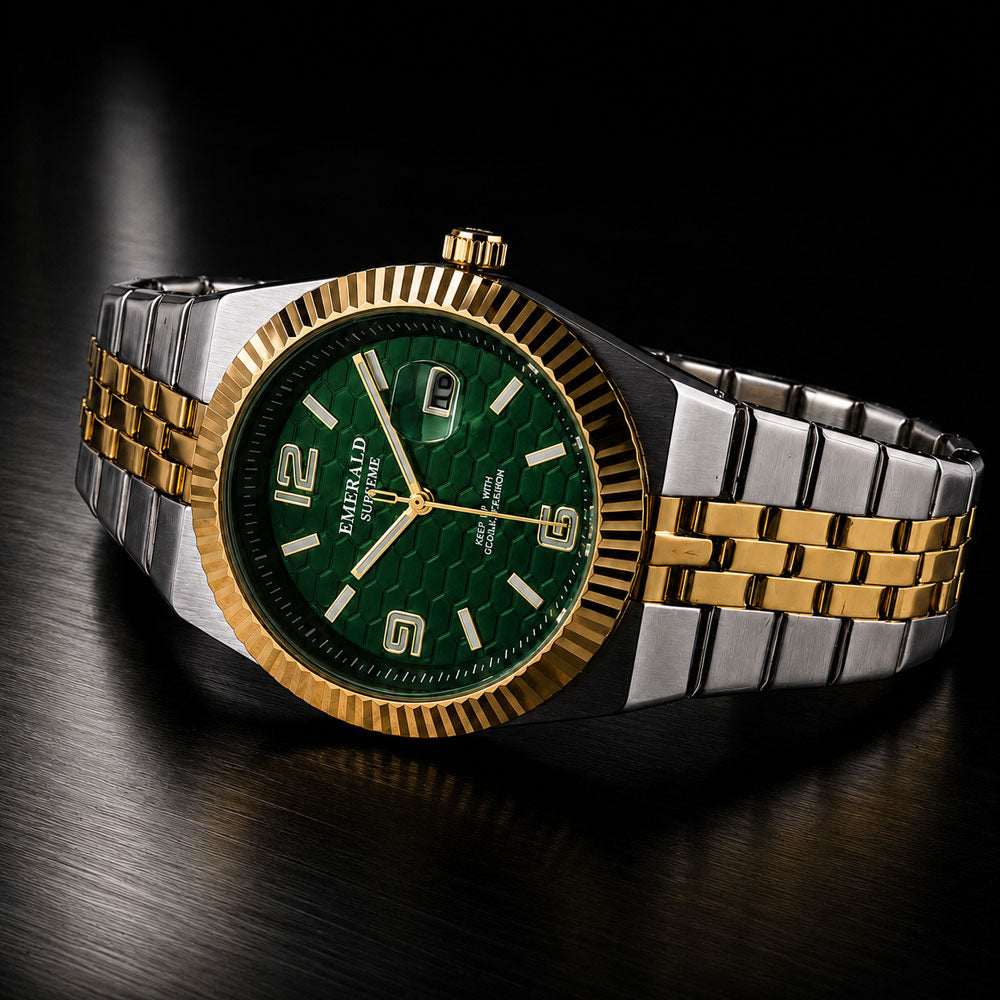 Emerald Land-Dweller ES-10189 Green Dial Two tone  Bracelet Men's Watch