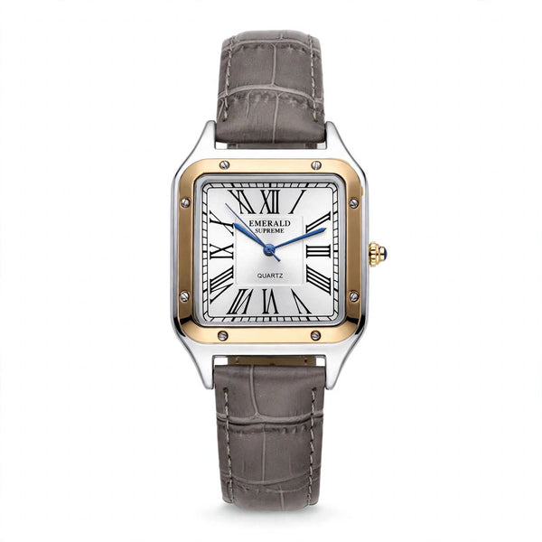 Emerald Santos ES-2030 White dial Gray Leather Two-Tone Men's Watch