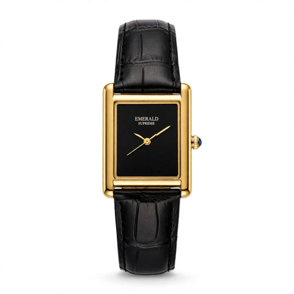 Emerald Tank Louis ES-0091 Black Dial Gold-Tone Men's Watch