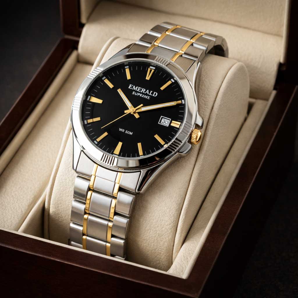 Emerald Prime  ES-9010 Black Dial Two-Tone Bracelet Men's Watch Secondary image
