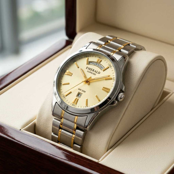 Emerald Edge ES-9006 Champagne Dial Two-Tone Bracelet Men's Watch