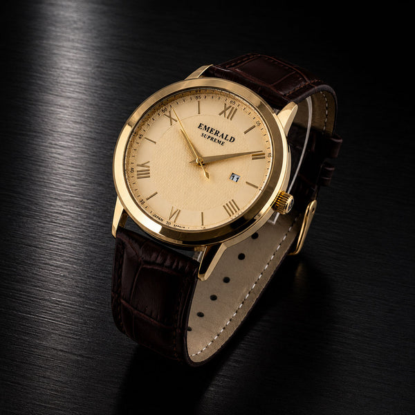 Emerald Classic Nectar-ES-9003 Gold Dial Gold-Tone Men's Watch