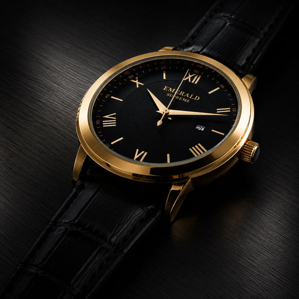 Emerald Classic Dream ES-2027 Black Dial Gold-Tone Men's Watch