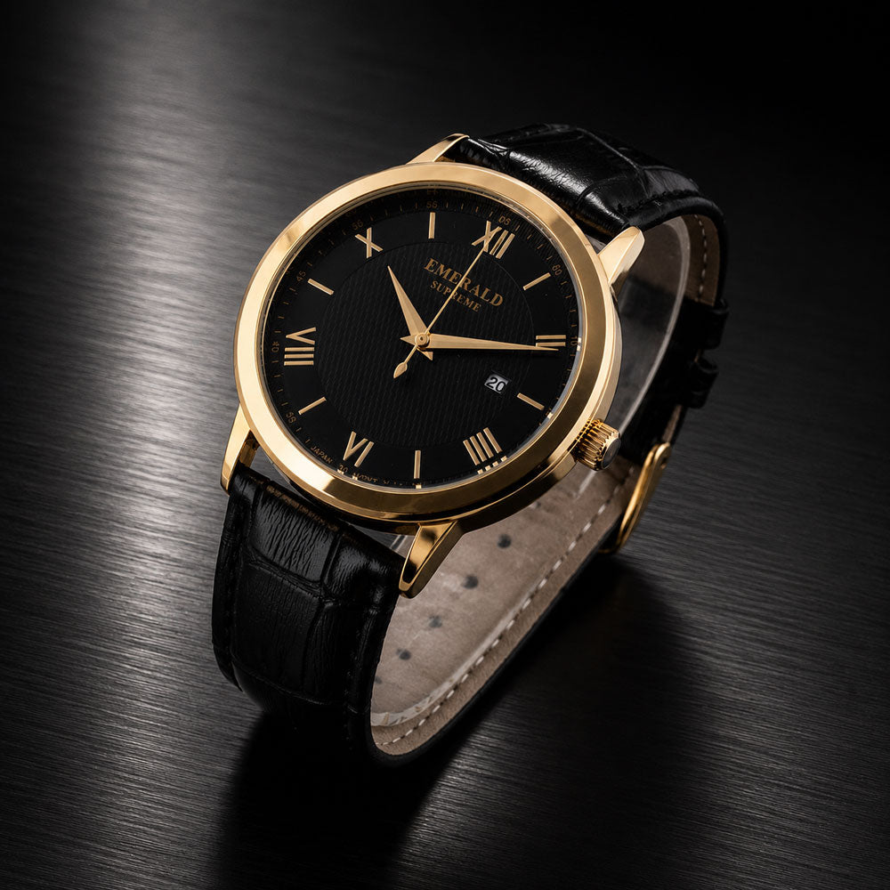Emerald Classic Dream ES-2027 Black Dial Gold-Tone Men's Watch