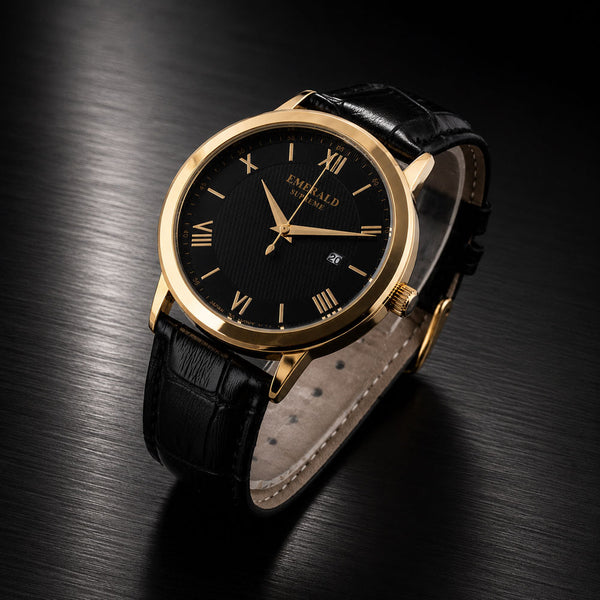Emerald Classic Dream ES-2027 Black Dial Gold-Tone Men's Watch
