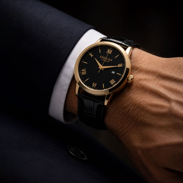 Emerald Classic Dream ES-2027 Black Dial Gold-Tone Men's Watch