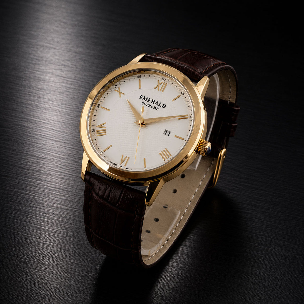 Emerald Classic Oyster ES-9004-White Dial Gold-Tone Men's Watch