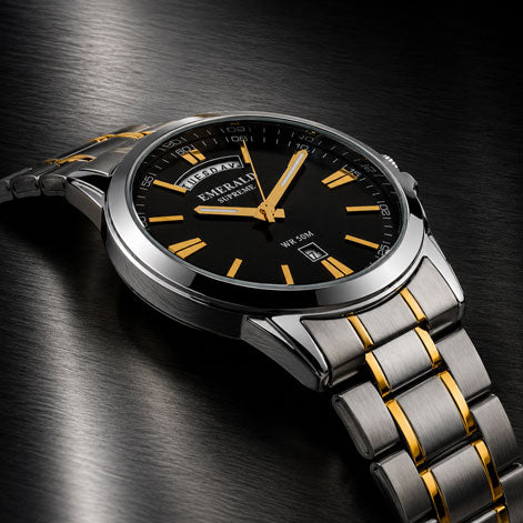 Emerald Edge ES-9008 Black Dial Two-Tone Bracelet Men's Watch