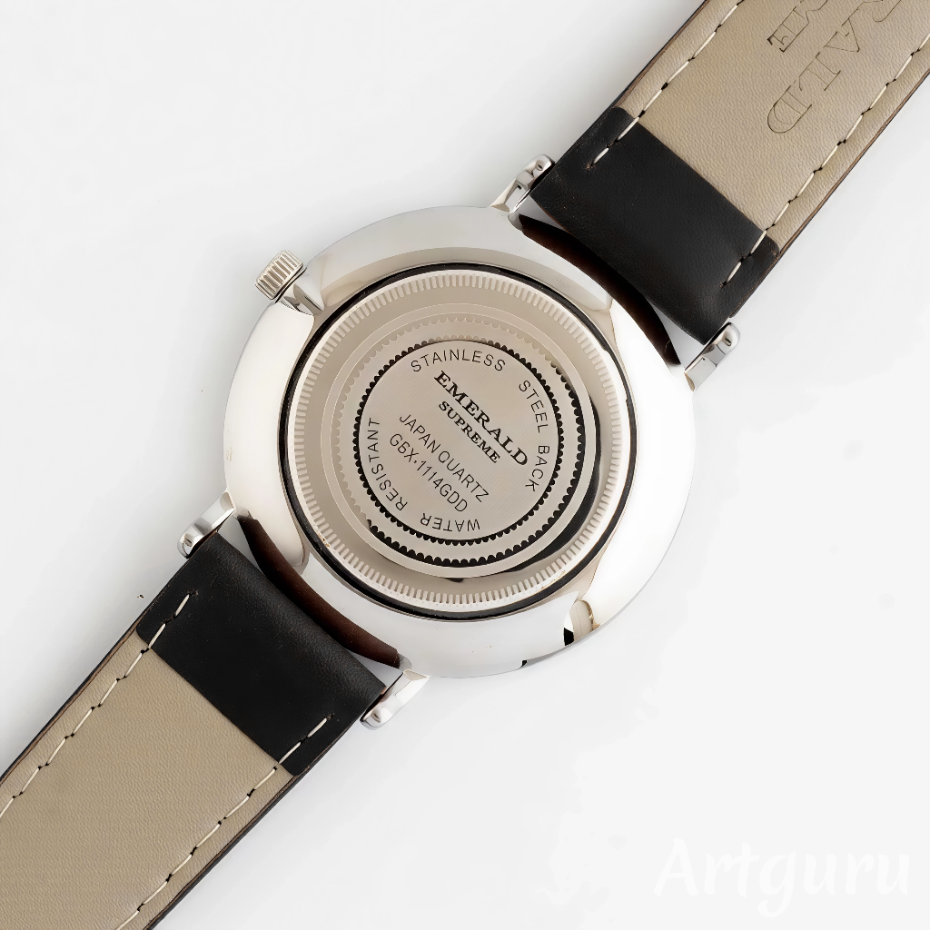 Emerald Heritage Edition ES-9114 White Dial Black Leather Men's Watch