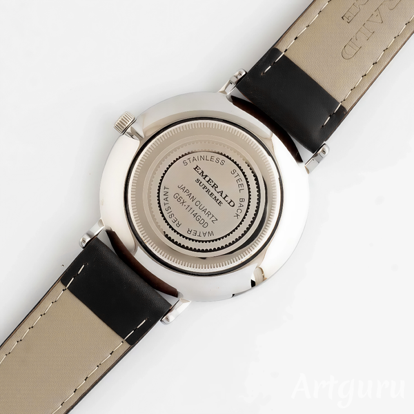 Emerald Heritage Edition ES-9114 White Dial Black Leather Men's Watch