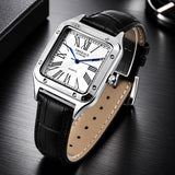 Emerald Santos ES-2029 White dial Black Leather Men's watch