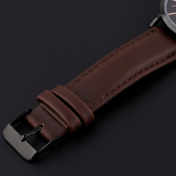 Emerald Heritage Edition ES-9112 Black Dial Brown Leather Men's Watch