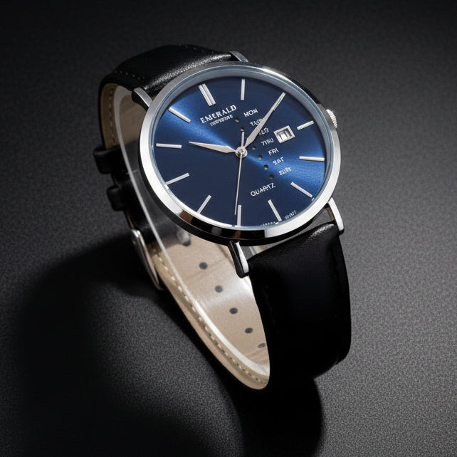 Emerald Heritage Edition Indigo ES-664-Blue Dial Black Leather Men's Watch